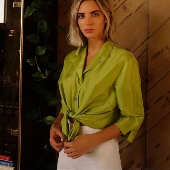 Tops - Vintage Silk Blouse by Kathy Lee Collection Green Size M